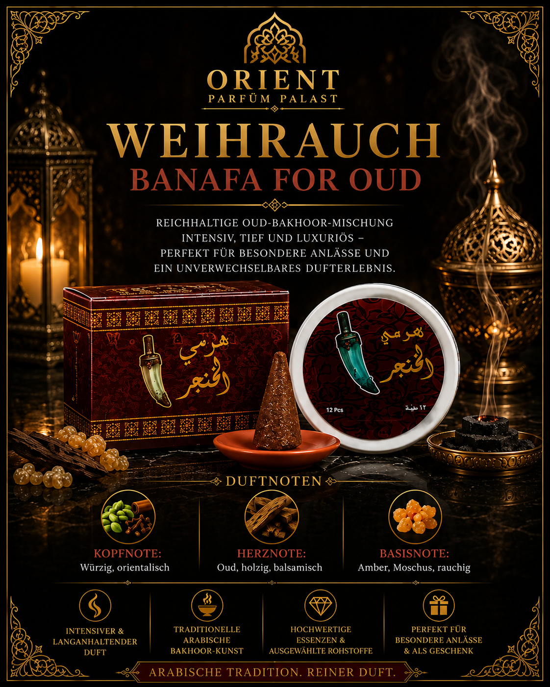 Bakhoor Khanjar Banafa for Oud 12 Räucherkegel