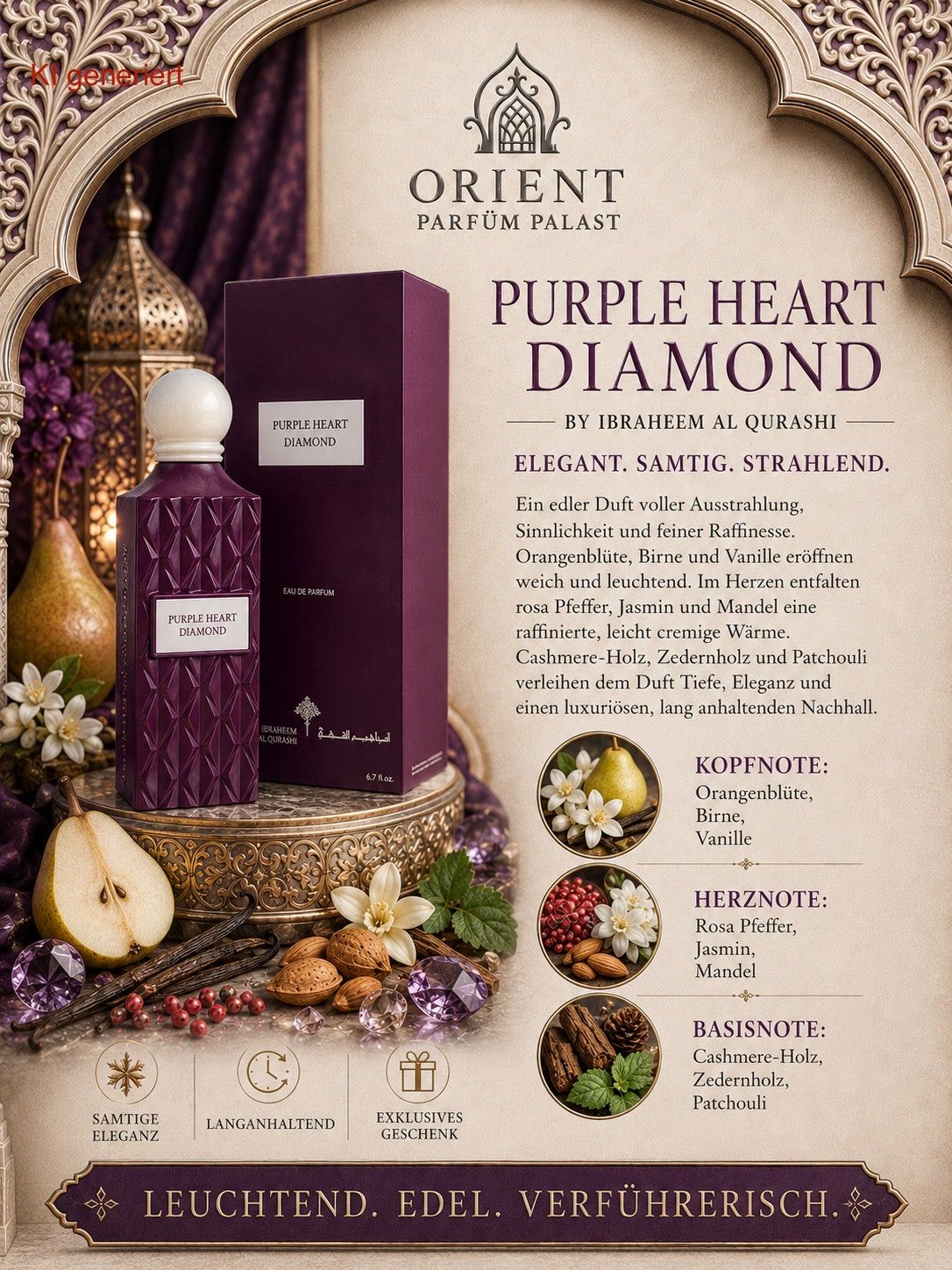 Ibraq Purple Heart Diamond Ibrahim Al Qurashi for women and men 150ml