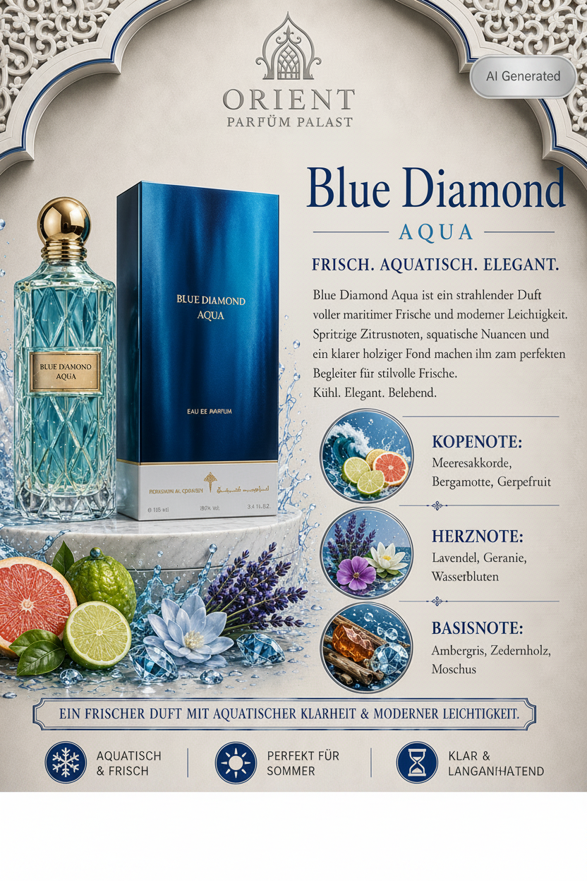 Ibraq Blue Diamond Aqua Ibraheem AlQurashi für Frauen und Männer 150ml