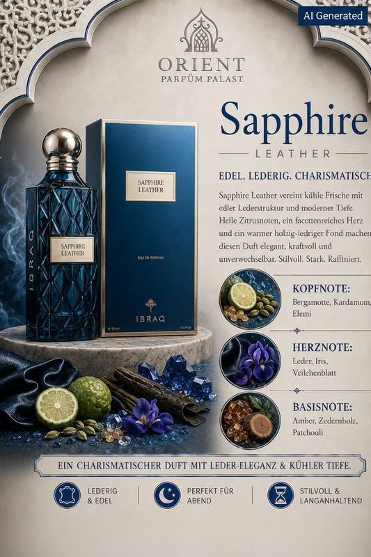 Ibraq Sapphire Leather Ibrahim AlQurashi for women and men 150ml